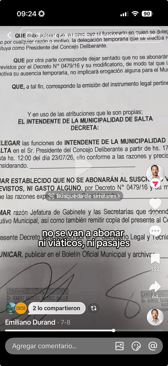 Intendente Decreto viaje a China